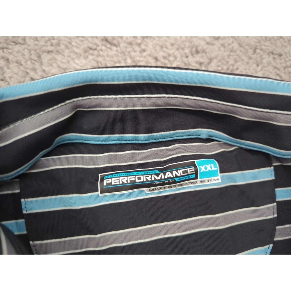 Roundtree & York Polo‎ Shirt Mens XXL Striped Golf Work Play Performance - Picture 2 of 6